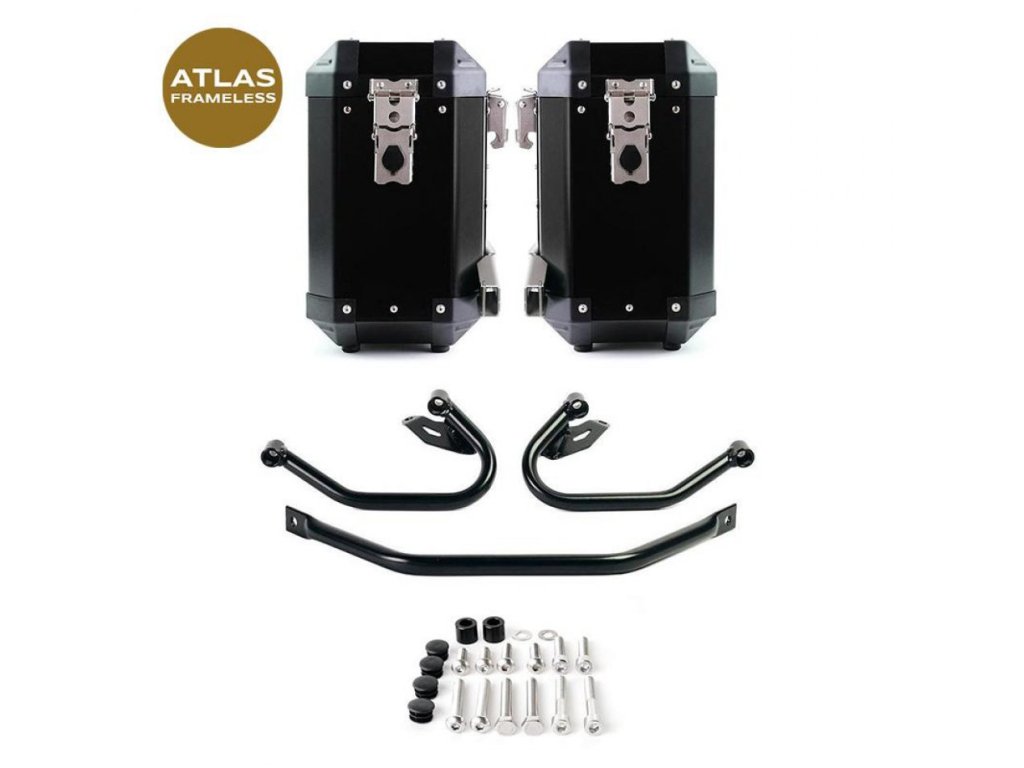 BOČNÉ KUFRE  ATLAS FRAMELESS  40L+40L + DRŽIAKY PRE SYSTÉM  FRAMELESS BMW R1300GS